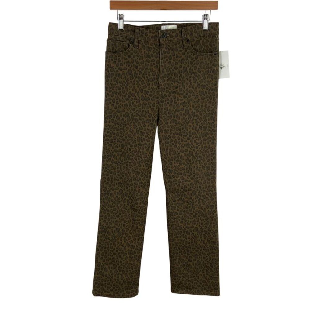 Frame Le Sleek Straight High Rise Jeans in Leopard Brown 27